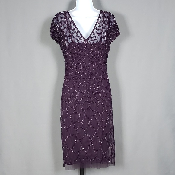 ADRIANNA PAPELL SHORT SLEEVE BEADED Shift dress 8 - Picture 4 of 6